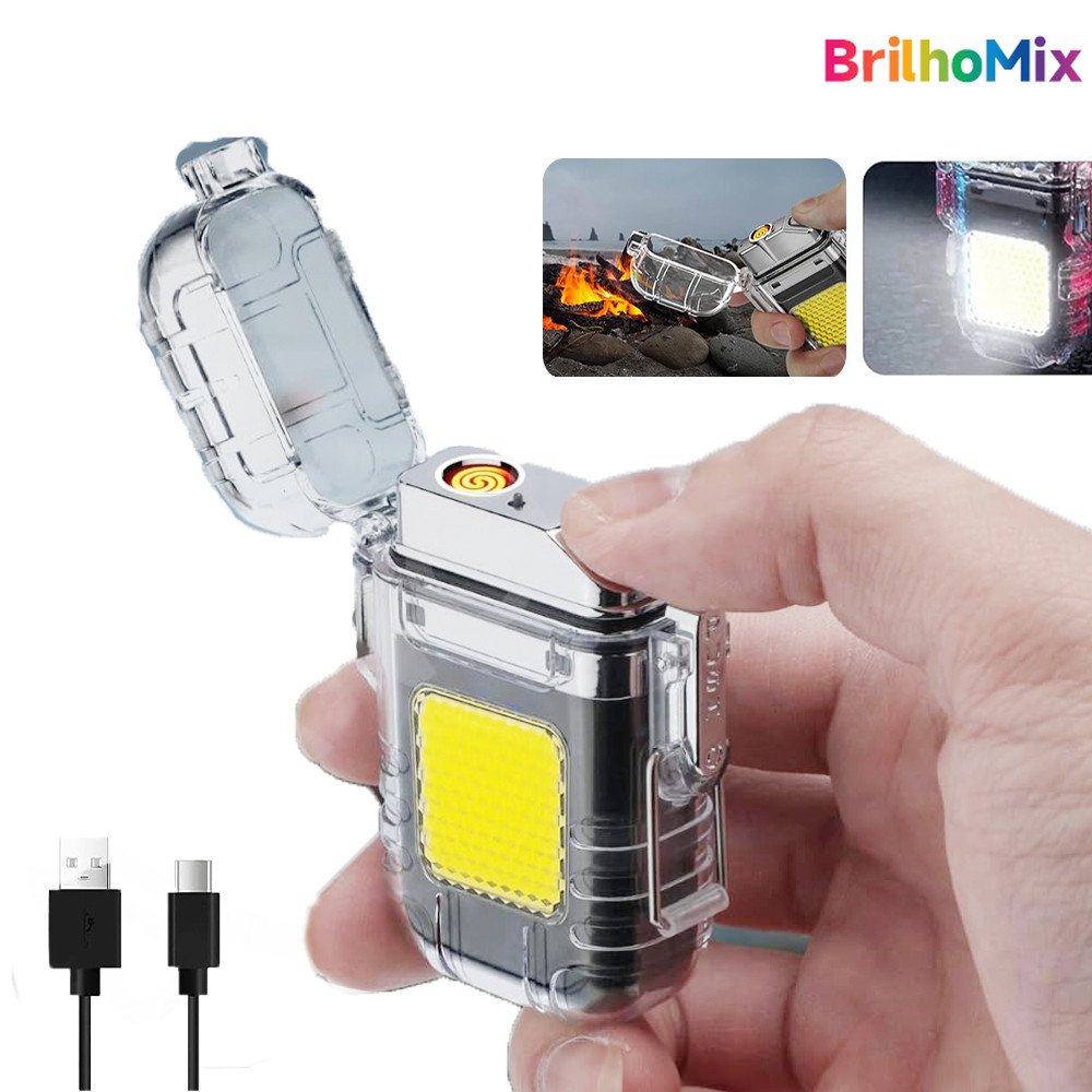 Isqueiro Elétrico LED USB Recarregável Pequeno e Leve Seguro Não Esquenta Ergonomico
