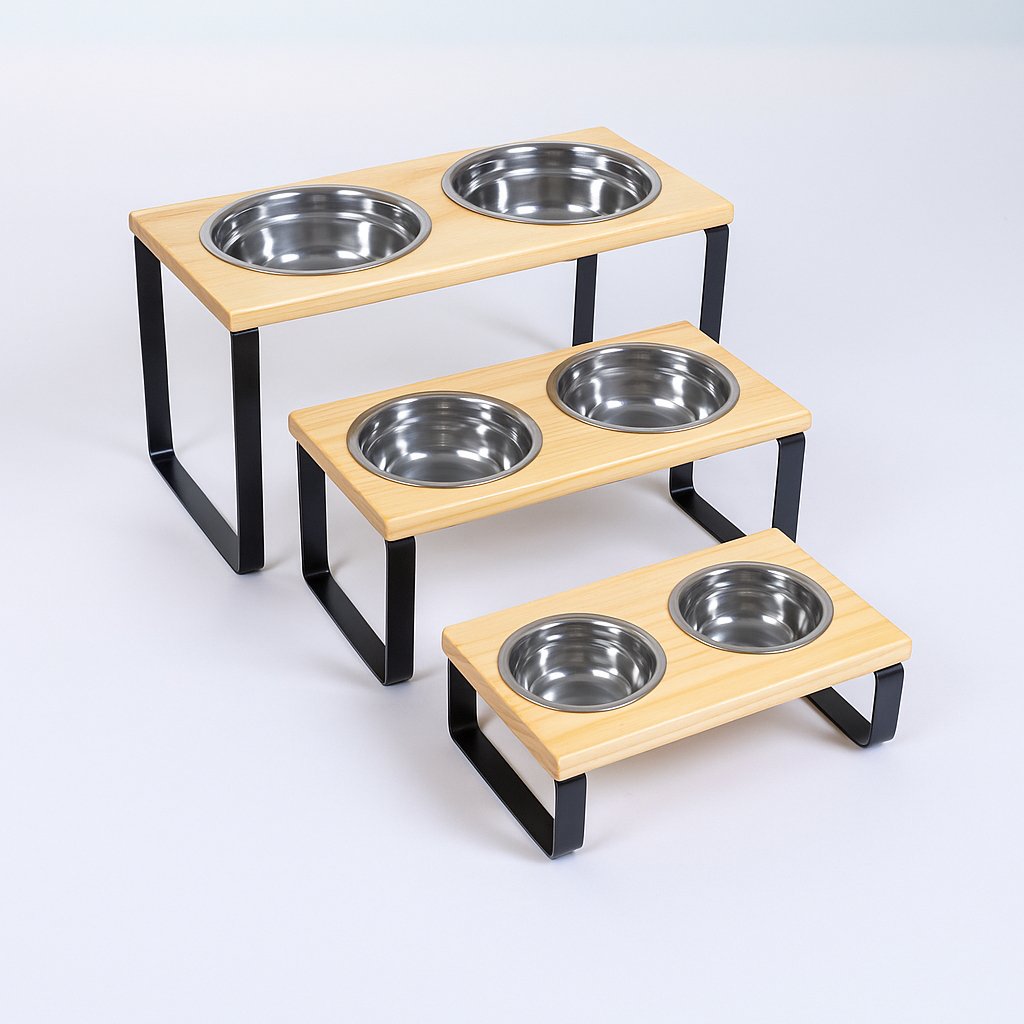 Comedouro Elevado Duplo Inox Bebedouro Pet Cachorro Gato Pote Tigela Comedor Ração Água