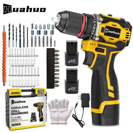 110V/220V Parafusadeira Elétrica 21V  2 Baterias  Com  Ferramentas Maleta -  Promoção  - Envio Imediato