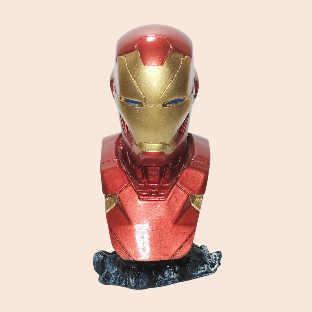 Busto Homem de Ferro em Resina 14cm – Action Figure Decorativa Super-Herói Marvel