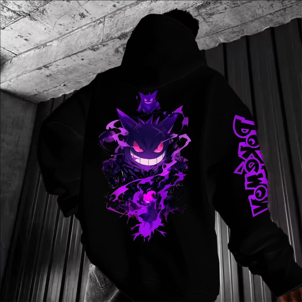 Moletom Canguru Masculino Gengar Fantasma Pokemon Blusa De Frio Unissex Confortável