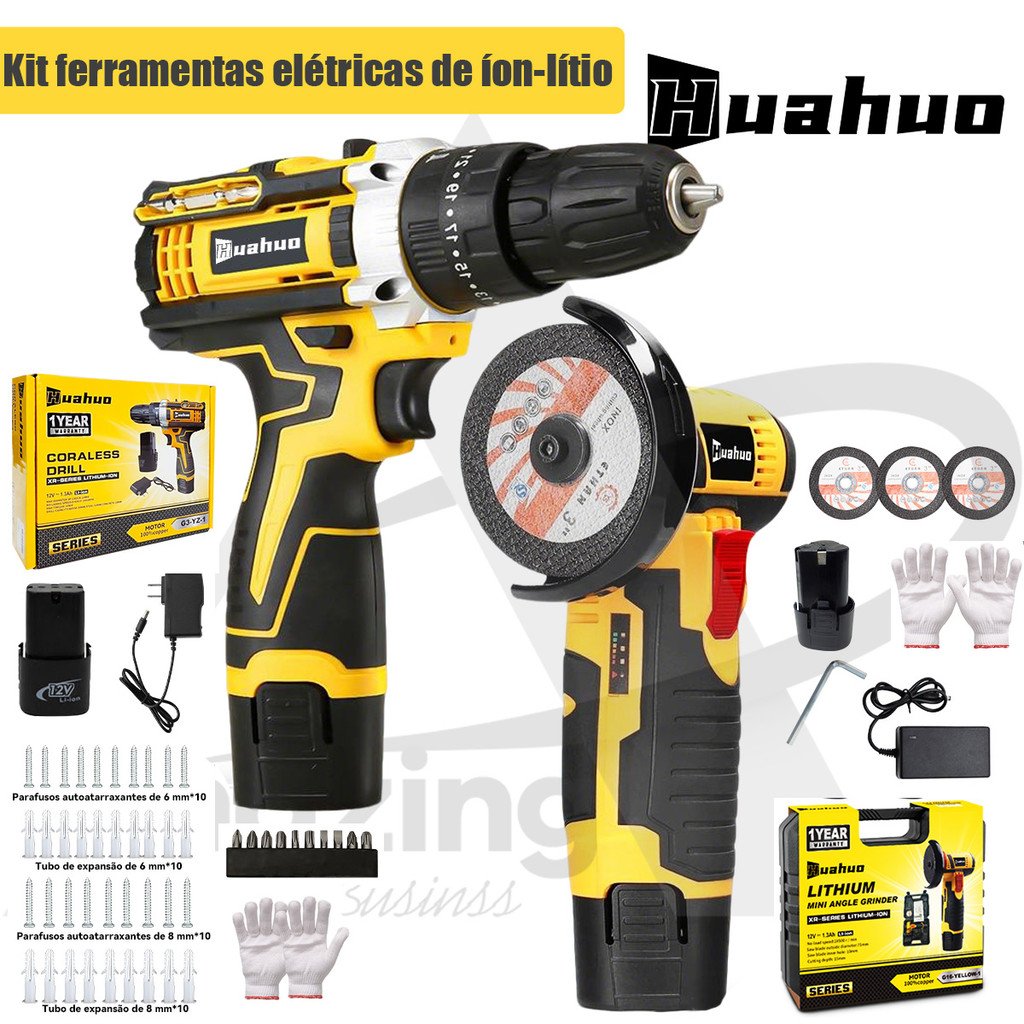 kit De Ferramentas Elétricas De Íon De Lítio , Incluindo Completo De Acessórios Para Moedor De Broca