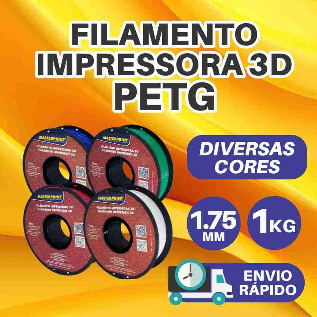 Filamento PETG MasterPrint 1Kg 1.75mm Várias Cores para Impressora 3D
