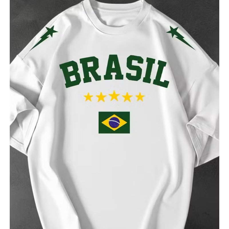 Camiseta Brasil Copa do Mundo Camisa Masculina Streetwear 100% Algodão Unissex