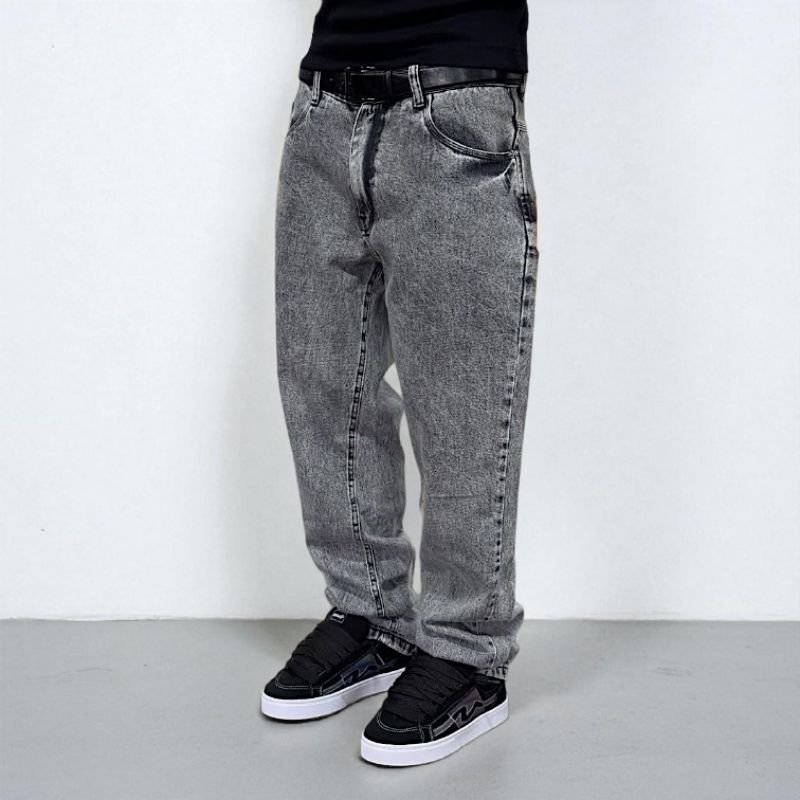 Calça Baggy Balão Jeans Estonado Retrô Cós de Botão