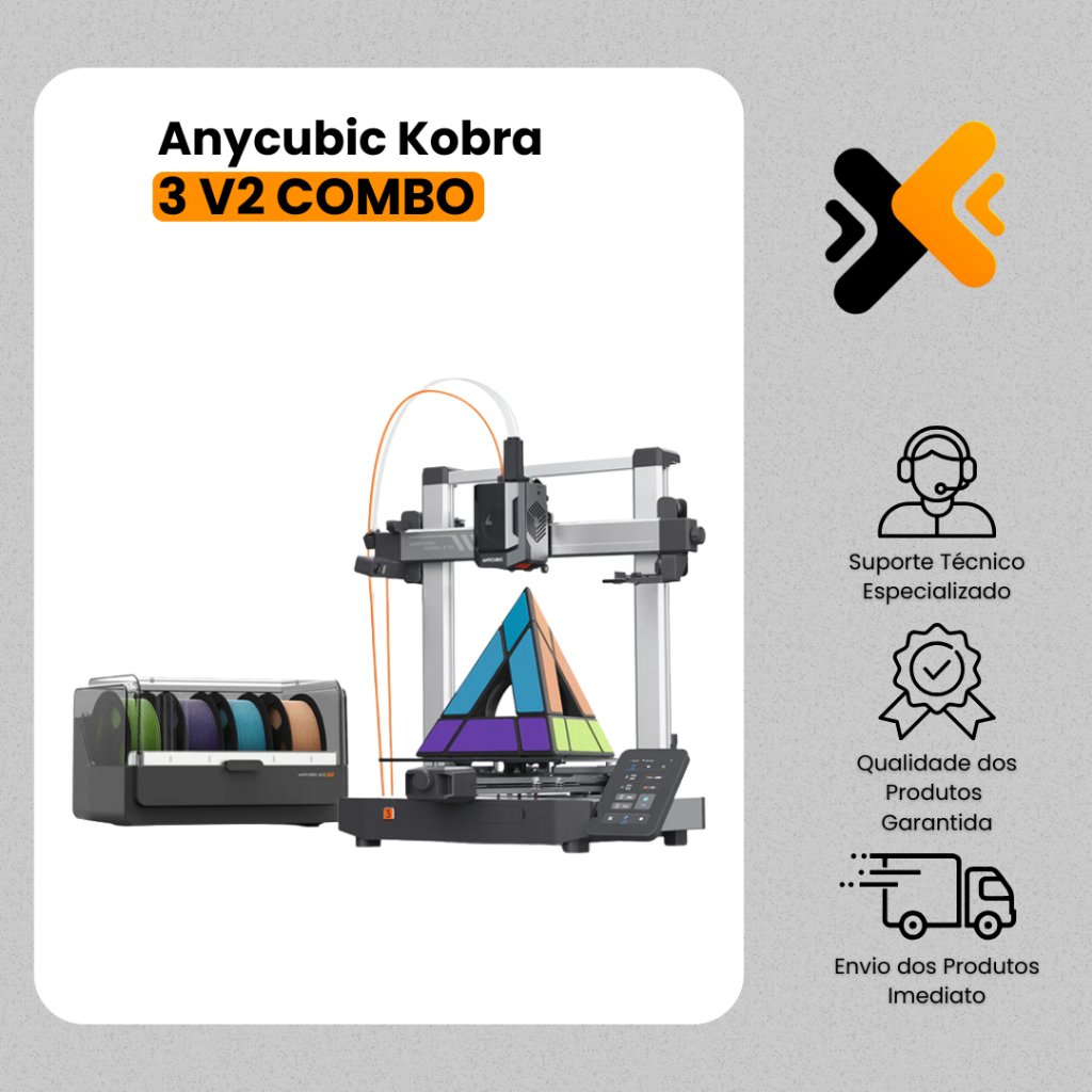 Impressora 3D Anycubic Kobra 3 V2 Combo • Multicor c/ ACE Pro • 600 mm/s • 255×255×260 | NIC 3D