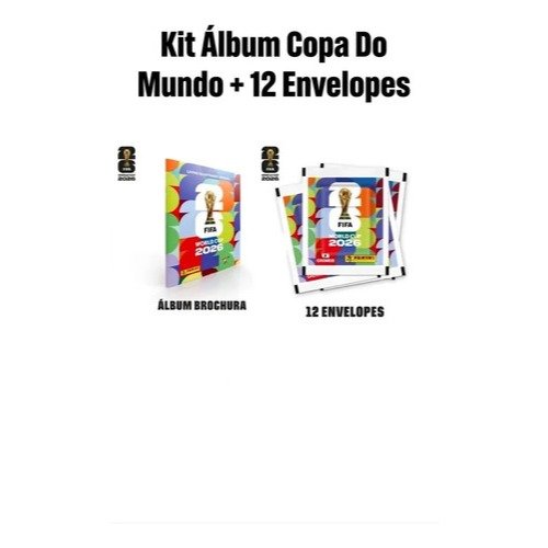 Kit Álbum Copa do Mundo 2026  Original + 12 Envelopes Figurinhas FIFA Colecionável Lacrado Promoção Oficial Futebol Time