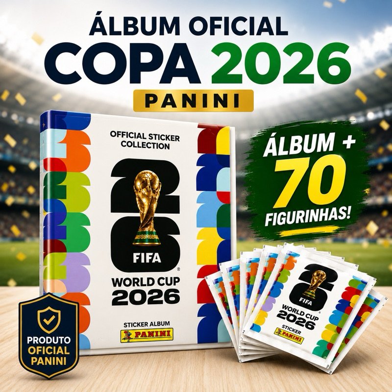 Kit Álbum Copa do Mundo 2026 Panini Oficial + Figurinhas FIFA Original | Complete Seu Álbum