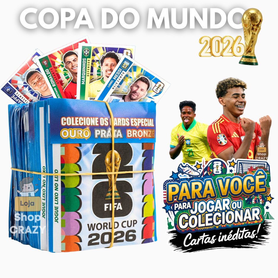 100 Super Cards Futebol Copa 2026 Colecionáveis Jogadores Estrelas Coleção 510 Cartas Diferentes