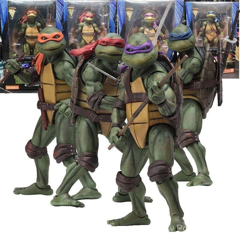 NECA Tartarugas Ninja Teenage Mutant TMNT Ação Figura 1990 Edição Filme Leonardo Raphael Michelangelo Donatello Kit Mode