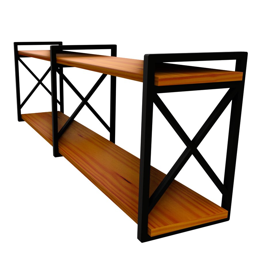 Prateleira Estilo Industrial 20x120cm com Madeira Maciça