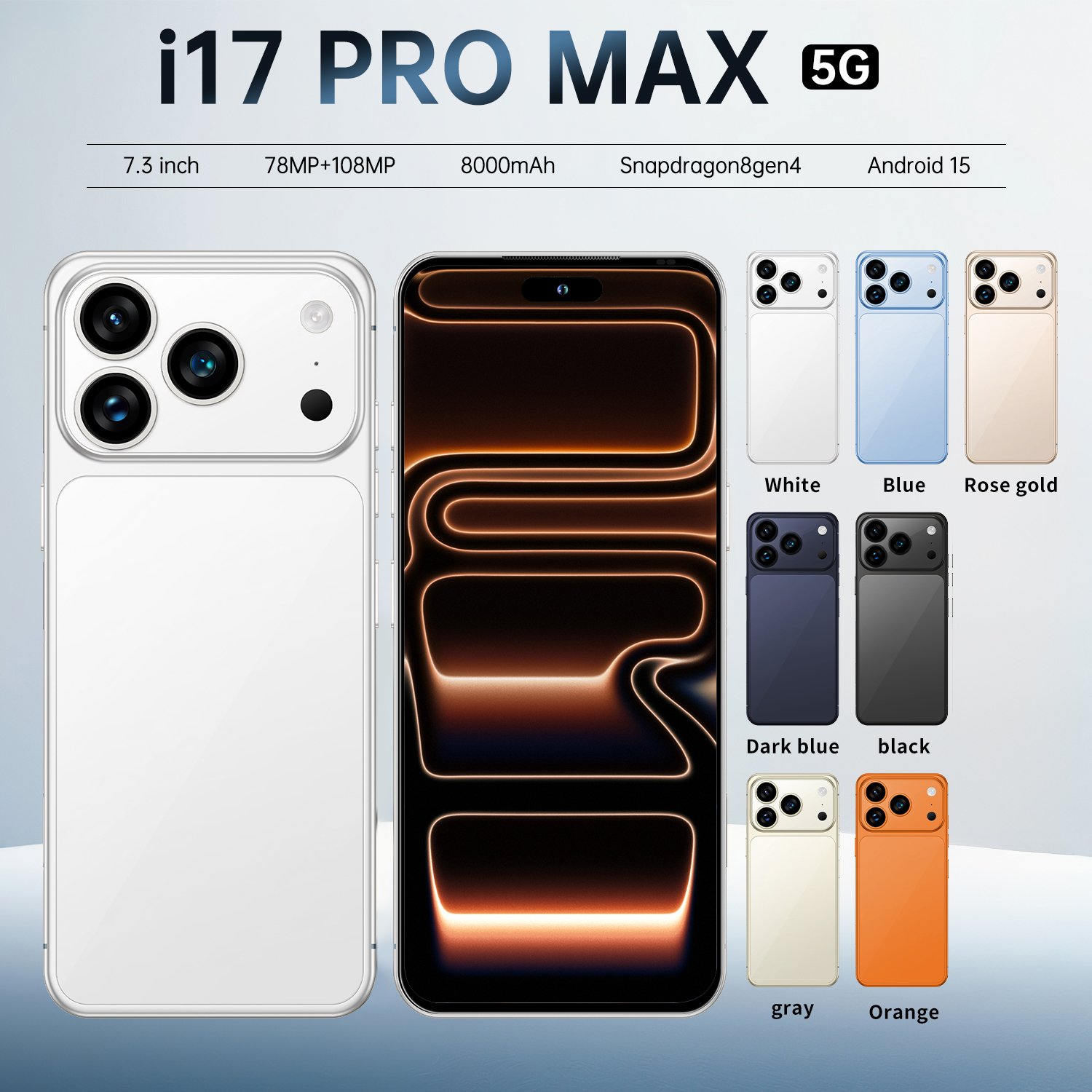 Smartphone Para Jogos I17 Pro Max 5G 6.7 Polegadas Tela Cheia 16GB 512GB Telefone Android