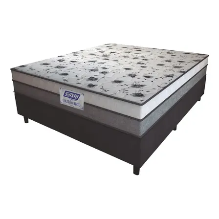 Gazin Cama Box Casal Colchão Espuma D33 Fort 138x188x59cm Suporta Até 150kg Por Pessoa Cinza/branco