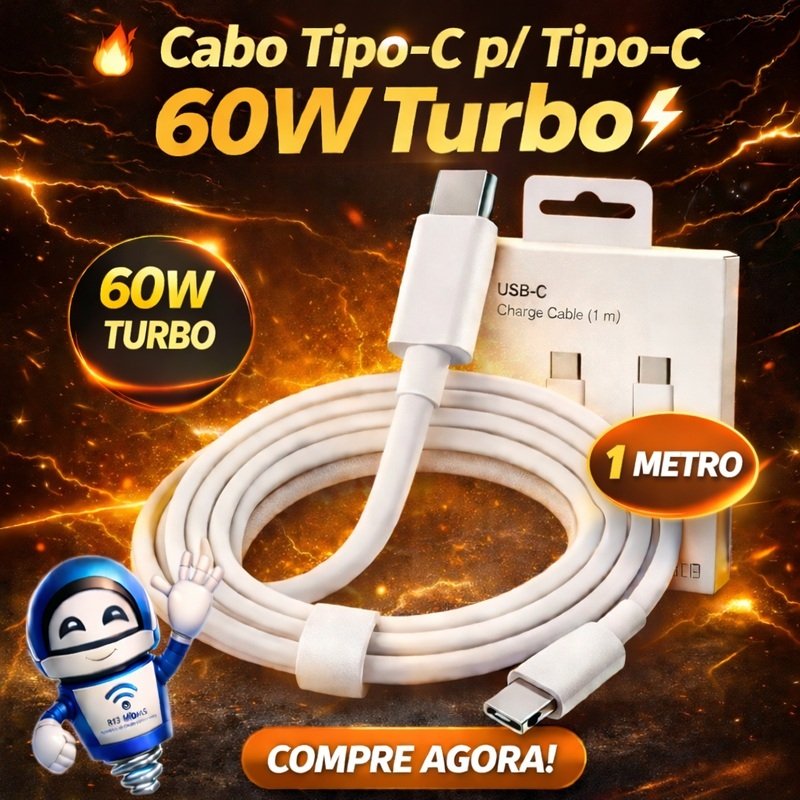 Cabo USB-C De 60 W Para iPhone 16 15 Plus Pro Max PD Carregador Rápido Tipo Macbook iPad