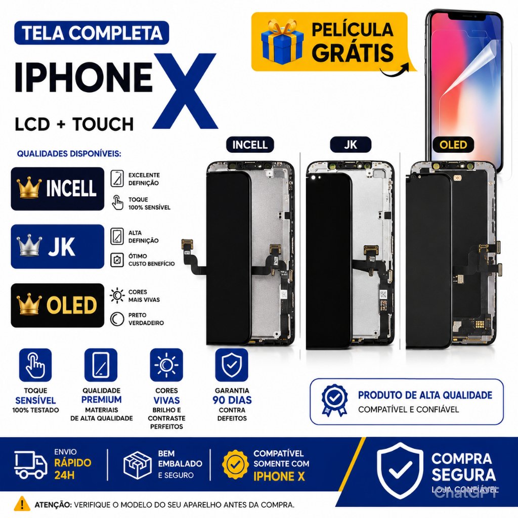 iPhone X A1865 / A1901 – Display Touch LCD Frontal + Película