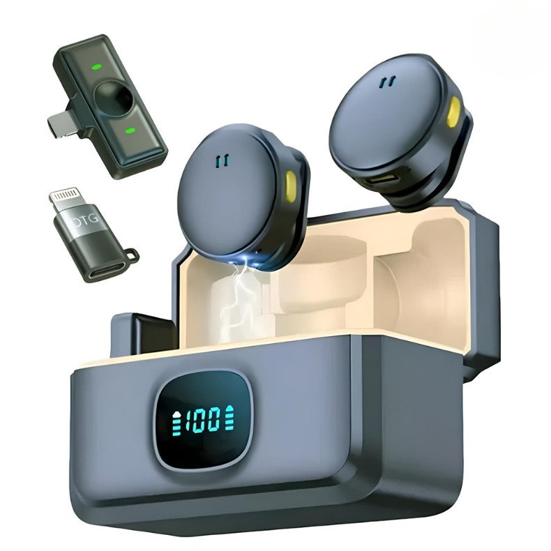 2 Mini Microfone De Lapela Sem Fio Cancelamento De Ruído Magnético Profissional Para IPhone Android Type C