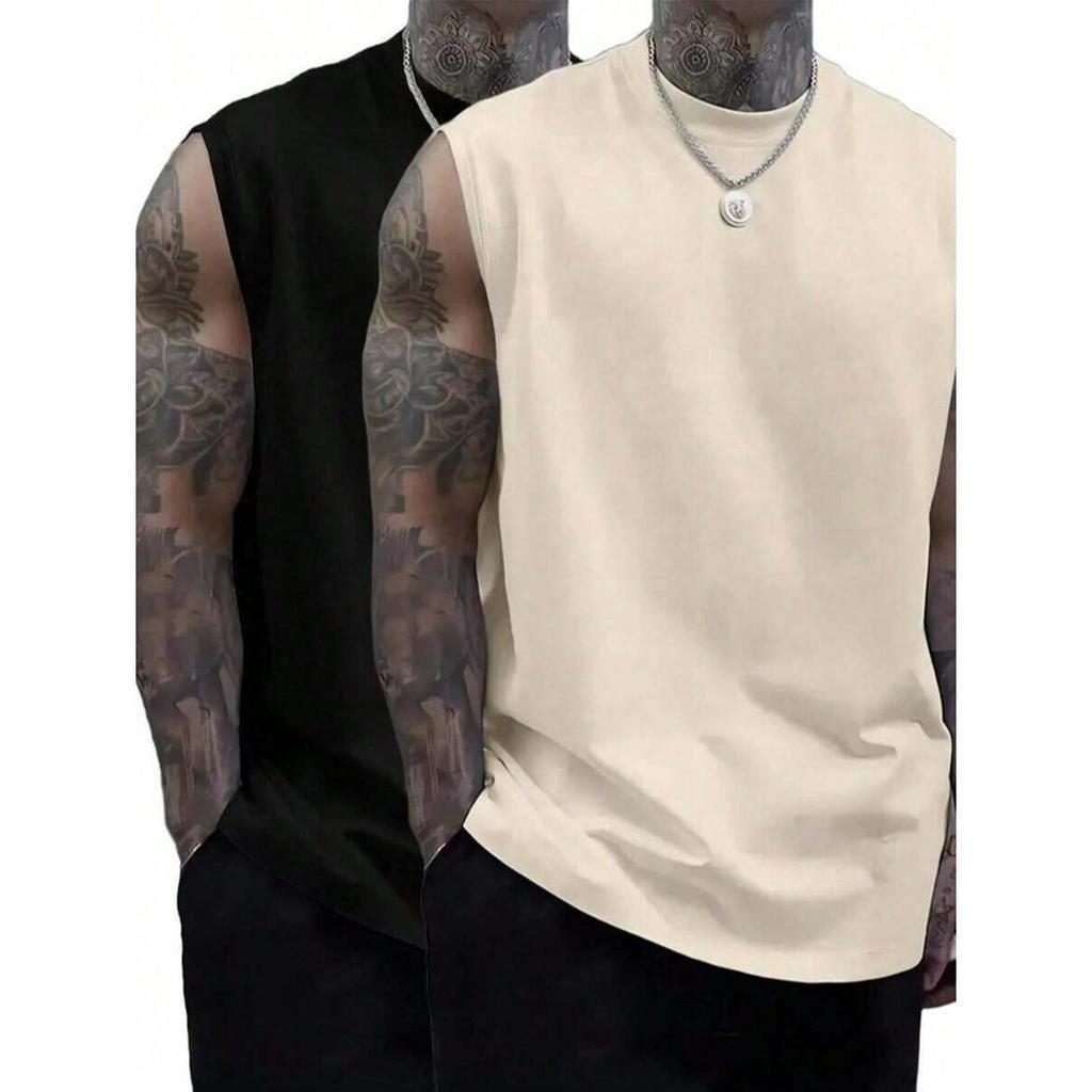 Kit 2 conjunto Camisetas Regata machao  Lisas Moda Verão Praia 100% Algodão
