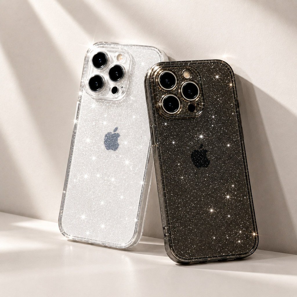 Capa de Celular Glitter Transparente Comparável com iPhone XR 11 12 13 14 15 16 Pro Max Silicone Anti-Shock