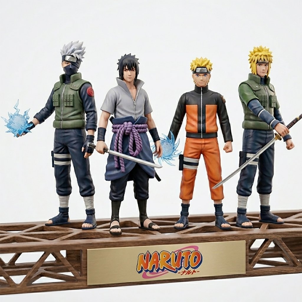Kit 4 Bonecos Naruto Anime Uzumaki Articulados Sasuke Kakashi Minato