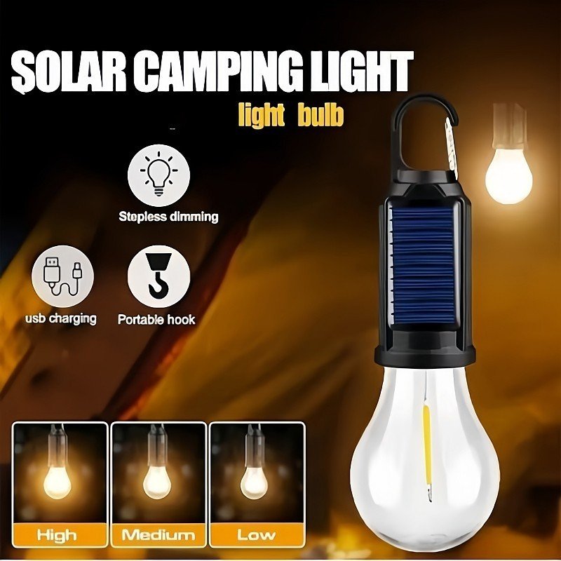 Lâmpada De Emergência Com LED Portátil Recarregável  Iluminacao Ajustável  solar