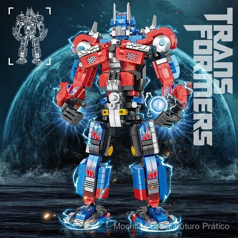 Compatível com blocos de montar LEGO Transformers Optimus Prime, modelo de mecha Bumblebee, figura montada, peça decorat