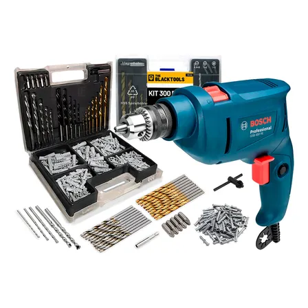 Furadeira De Impacto Bosch Gsb 450 Re 450w 10mm Com Brocas E Buchas Azul 220v 50/60hz