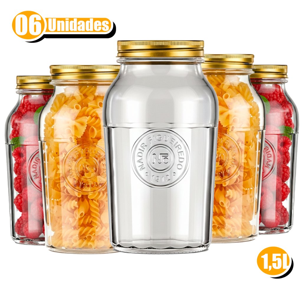 Kit c/6 Pote Americano Vintage 1,5 Litros Nadir Figueiredo
