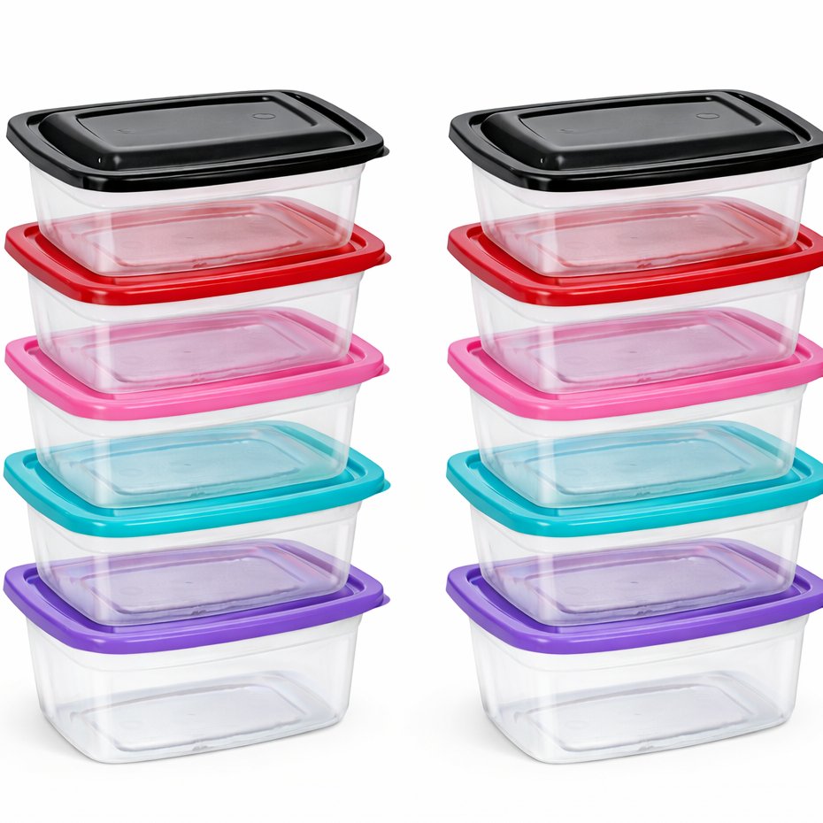 Kit 10 Potes De Plástico 1KG  Marmita Transparente Organizador Freezer Microondas