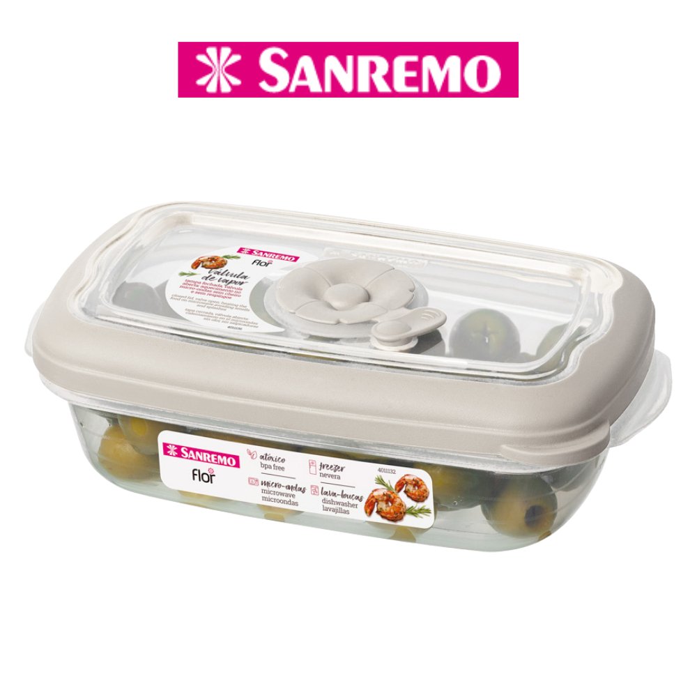 Kit 3 Pote Hermético 430 mL Plástico Sanremo Linha Flor Empilhável Com Válvula Branco