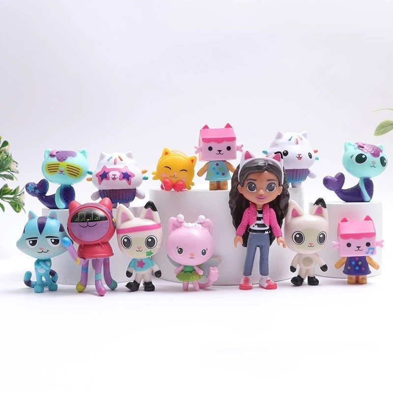13 Pçs/Set 5-9cm Desenho Animado Anime Gabby's Dollhouse Figura Gato Sororinte Bonecas Modelo Boneca Brinquedos