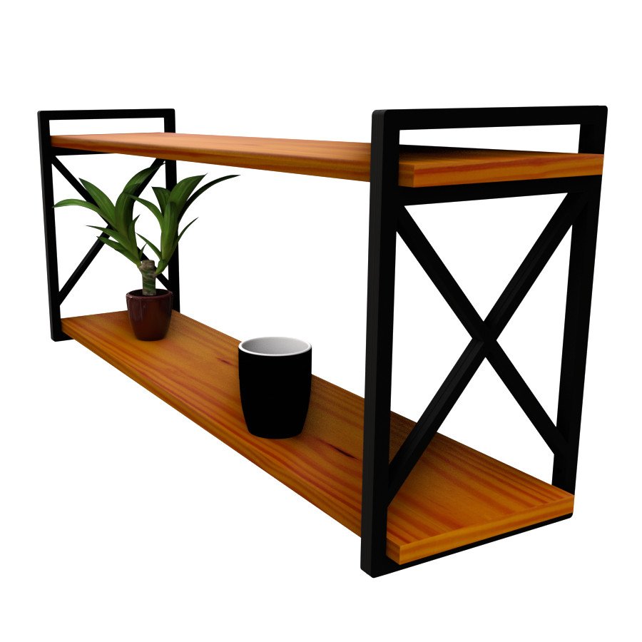 Prateleira Estilo Industrial Preta Utilitária Ideal para Decoração e Organização 20x60cm