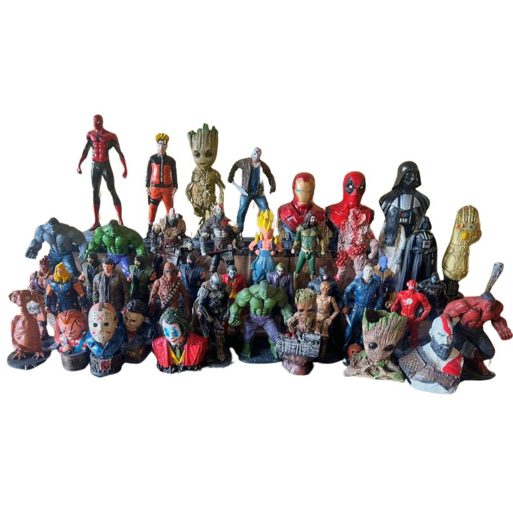 Boneco Colecionável Estátua Busto Action Figure Resina Marvel DC Clássicos Variados
