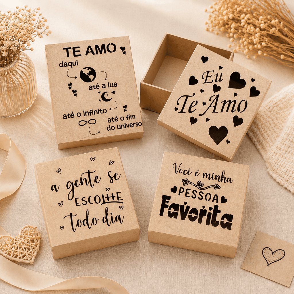 Caixa Presente Namorado Criativo Daqui Até a Lua 15x15x5 Pronta Entrega Envio Imediato MDF