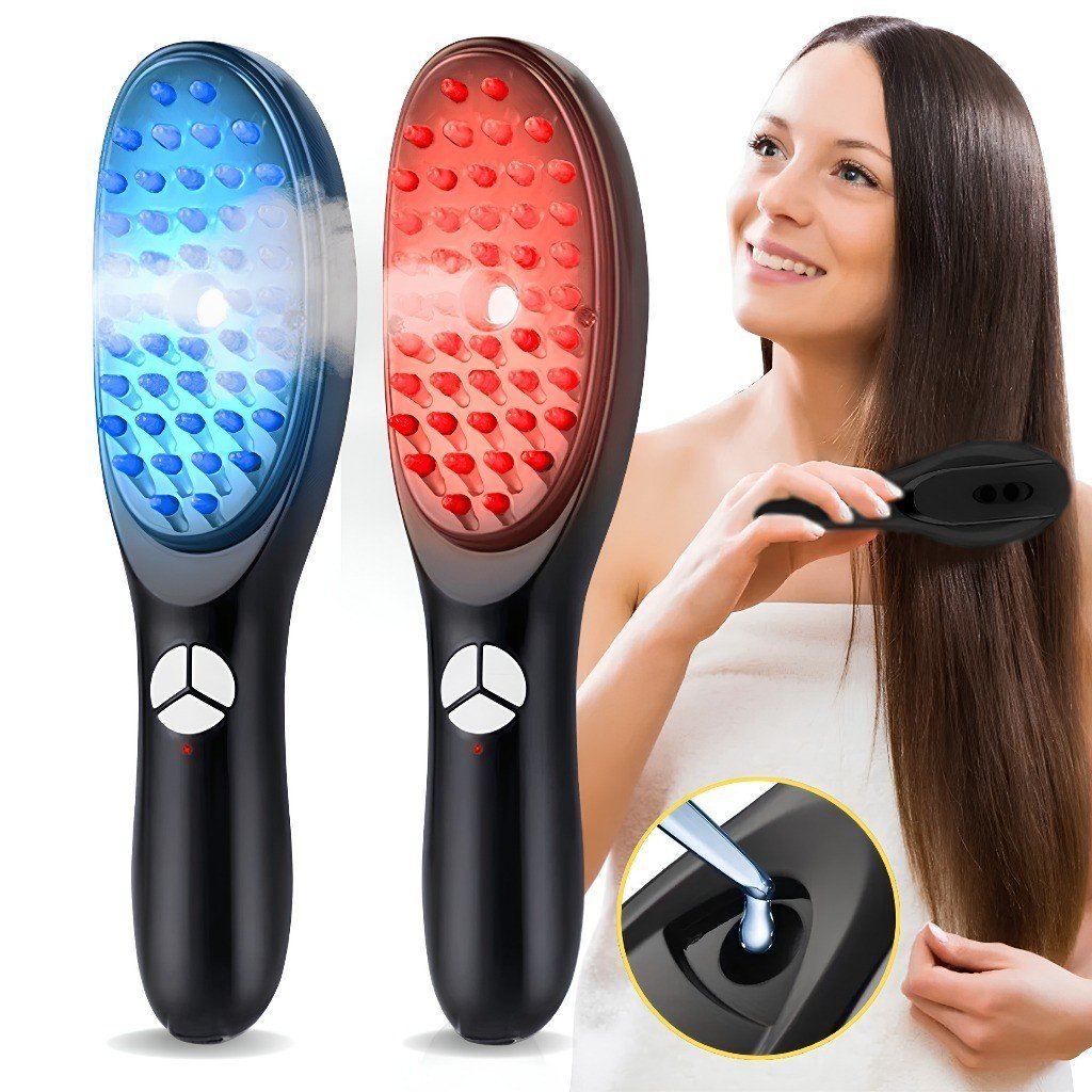 Escova Massageadora com Laser 4 em 1 – Tratamento Capilar e Antiqueda