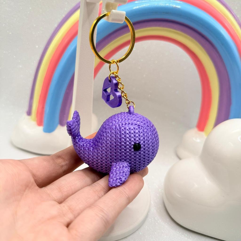 Chaveiro Fofo Baleia Roxa Army Inspiração BTS Tricô Kawaii 3D