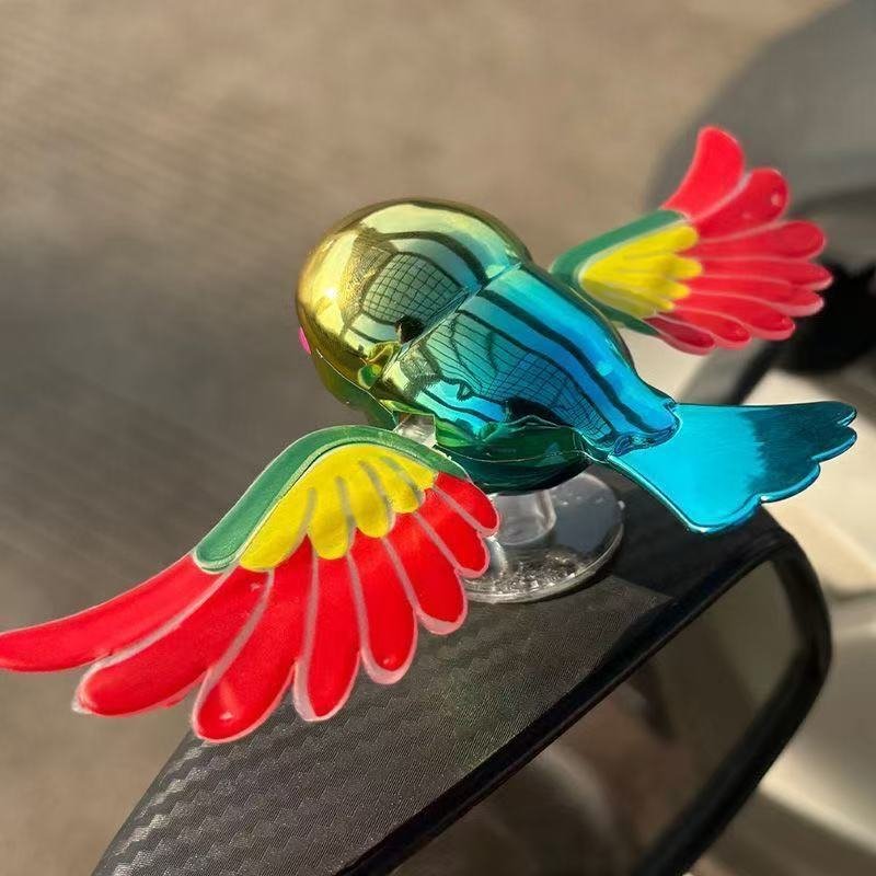 Enfeite de Carro Passarinho - Asas que Batem ao Vento, com Ventosa para Retrovisor e Moto