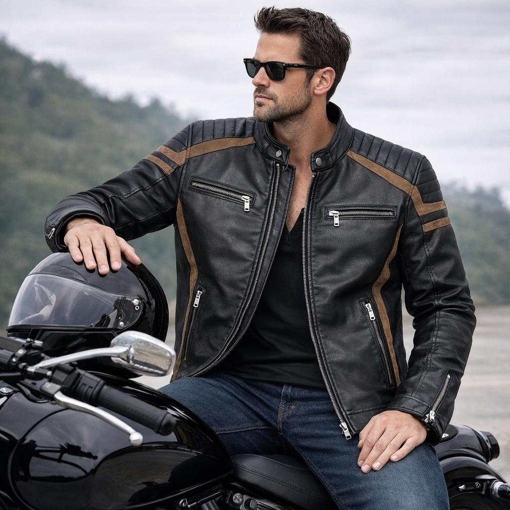 Jaqueta De Couro Masculina Casaco Blusa De Frio Impermeavel
