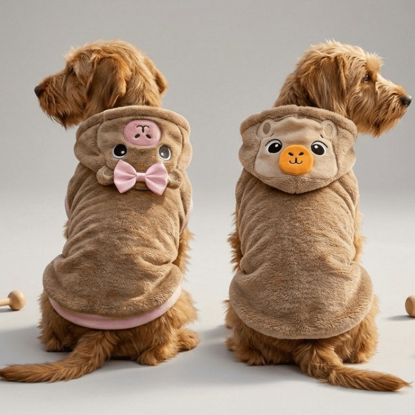 Fantasia Pet Capivara Fleece com Capuz | Roupa Cachorro Animal Fofo | Macho e Fêmea