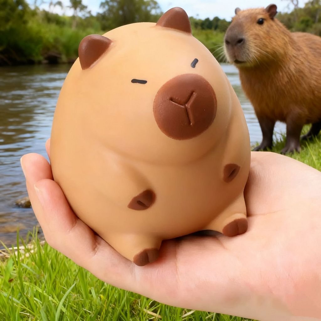 Brinquedo Capivara Fofo Squishy Antiestresse - Macio e Elástico, com Diversão no Alívio do Stress
