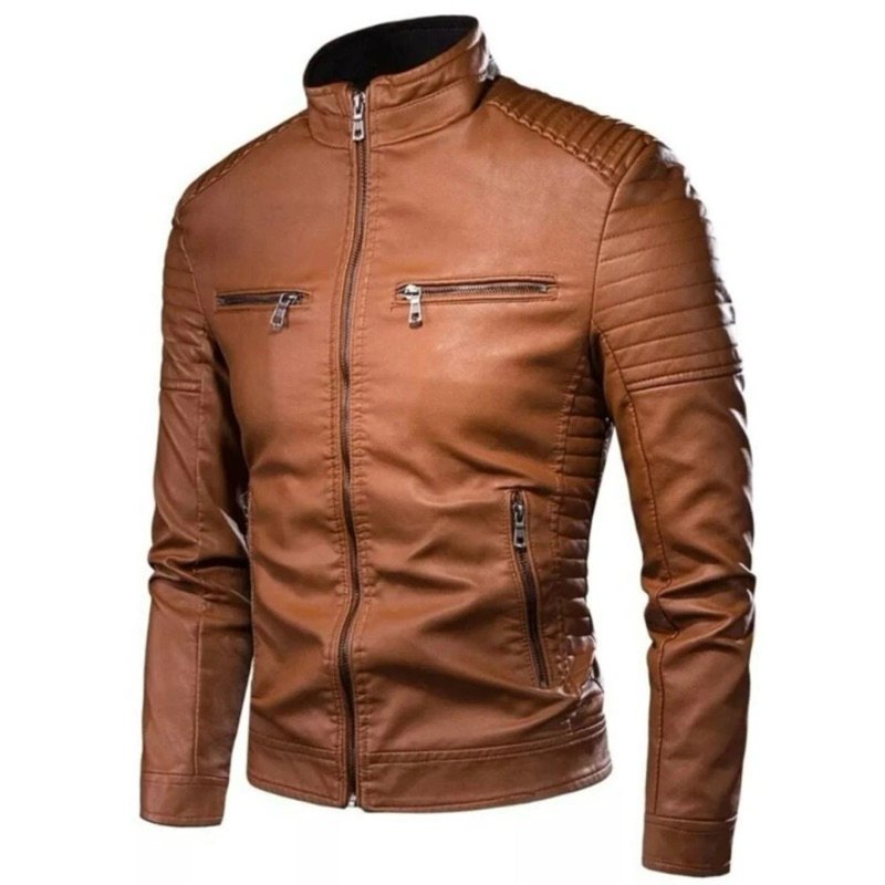 Jaqueta De Couro Forrada Masculina Moda Inverno Motoqueiro Frio III
