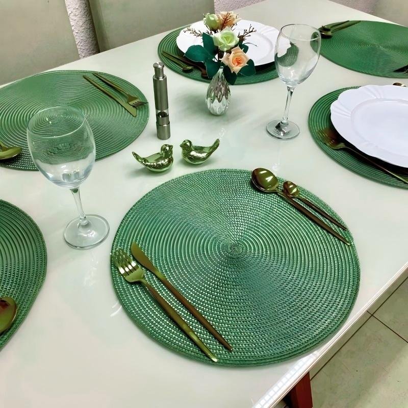 Kit 4 ou 6 Jogos Americanos Redondos para Mesa ，Sousplat 38cm ， Tapete De Mesa（Elegante Impermeável）