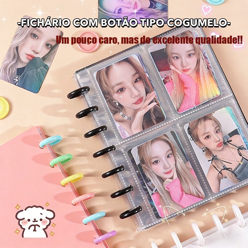 Álbum de Botões de Cogumelos com 80 Bolsos de 3 Polegadas para Armazenamento de Cartões