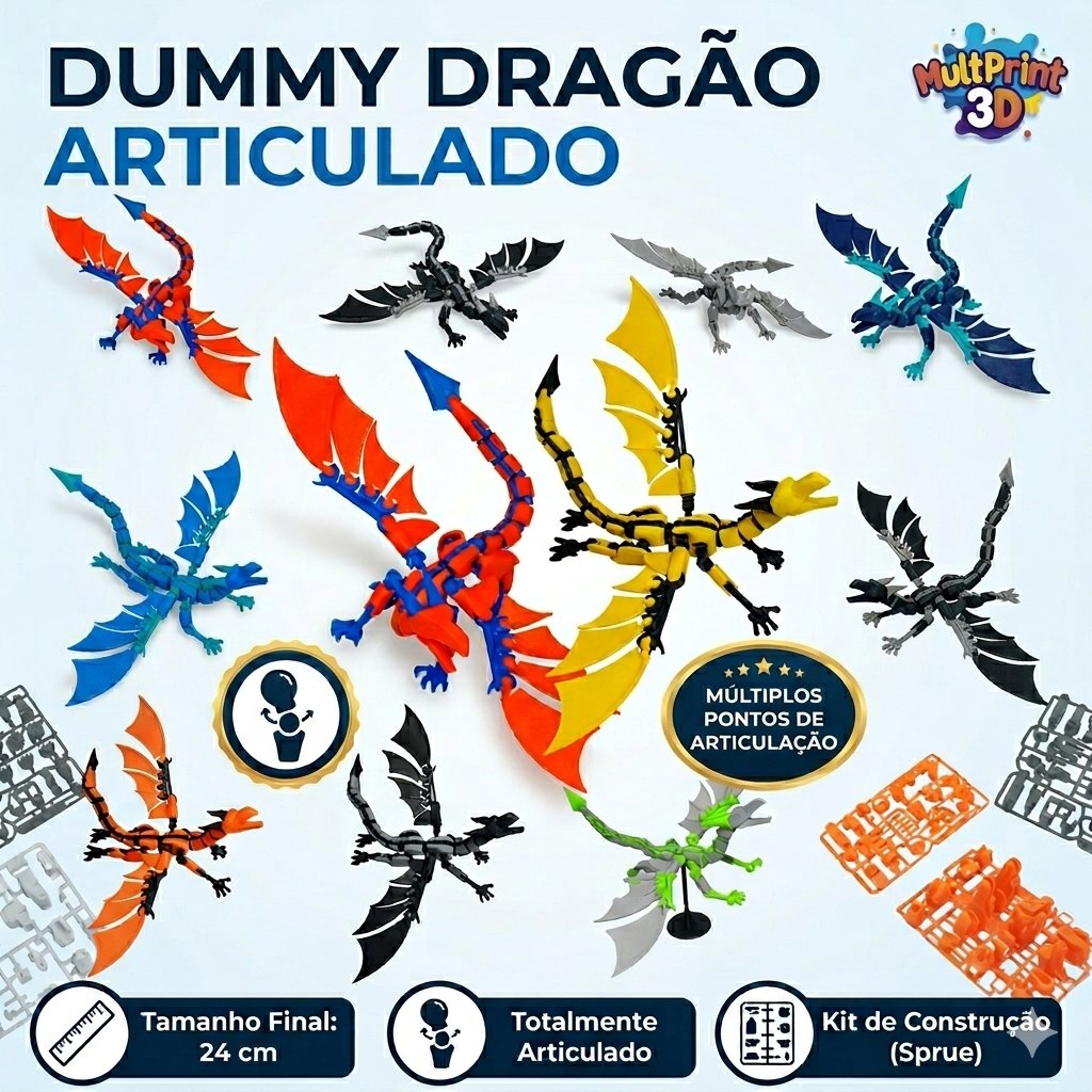 Dragão Articulado Dummy  3D Mecha Premium como Treinar seu Dragão + Suporte Montado ou Kit