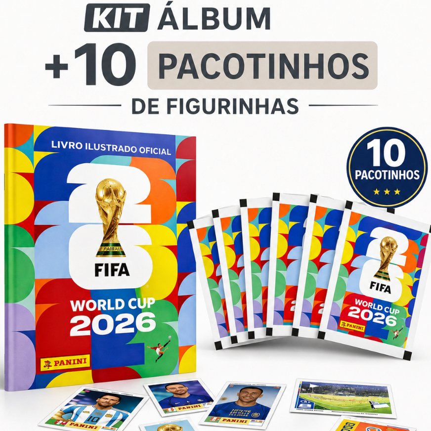 Album Brochura + 70 Figurinhas Oficial Copa do Mundo 2026 - Capa Mole