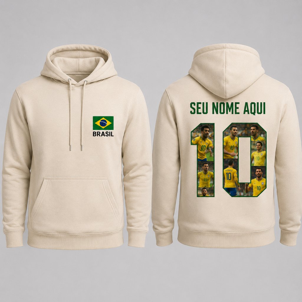 Moletom Brasil Personalizado Nome Numero e Fotos