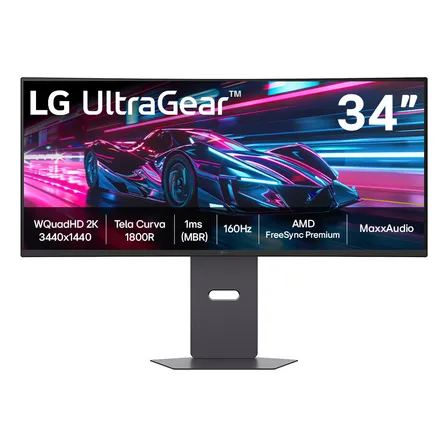 Monitor Gamer LG Ultragear Curvo 34g600a-b 34  Quadhd 2k, Ultrawide 1800r, 160hz, 1ms (mbr), Amd Freesync Premium, Hdr10, Maxxaudio Preto 127/220v