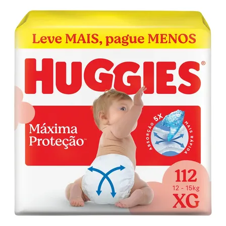 Huggies Fralda Descartável Máxima Proteção Xg - 112 Un Sem Gênero