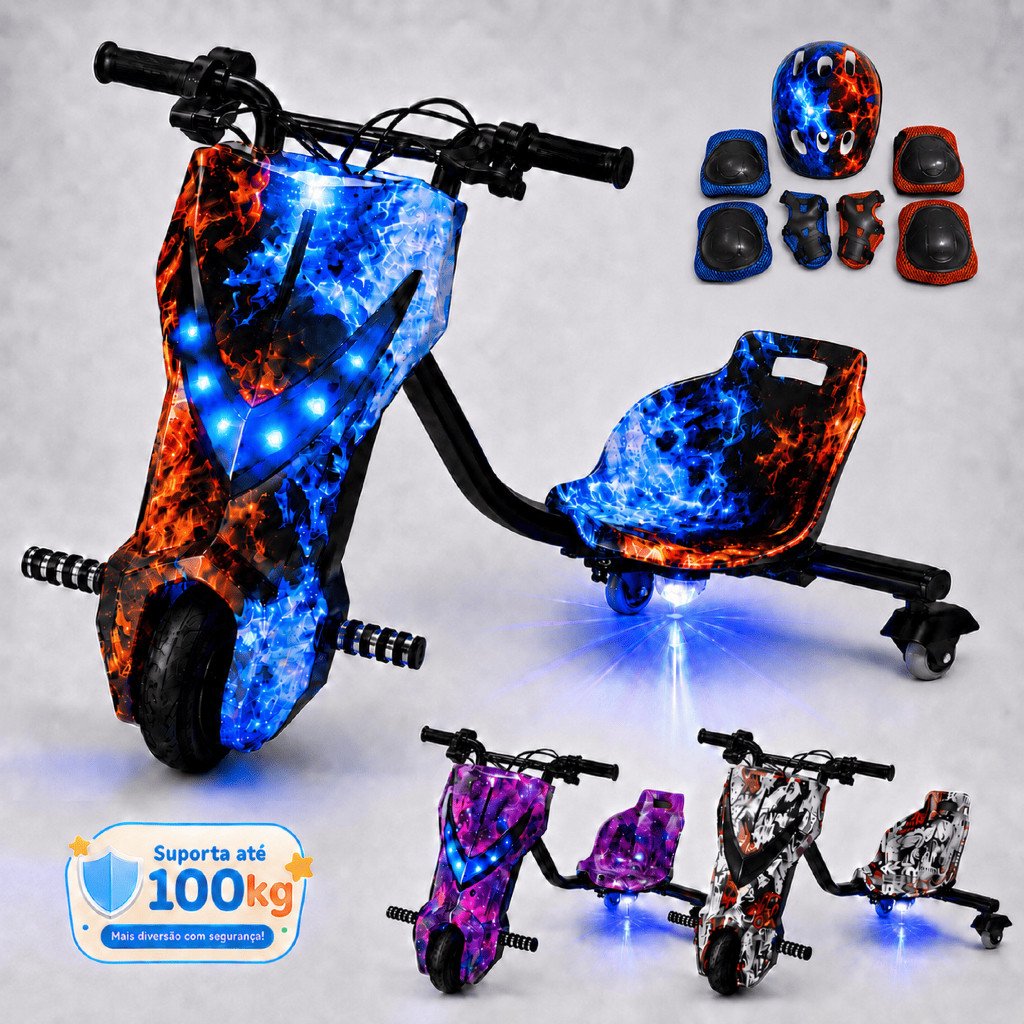 Drift Elétrico InfantilTriciclo com Led 100kg 350w