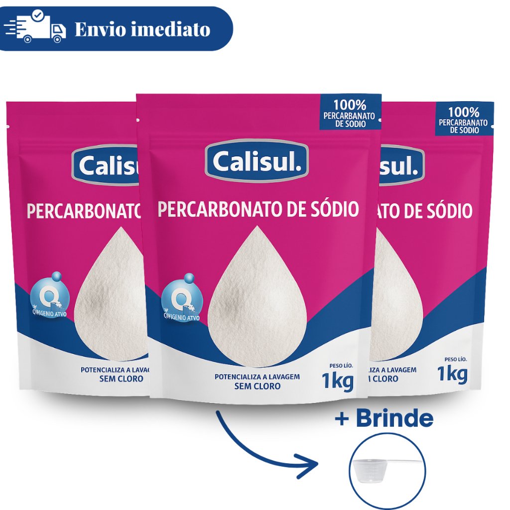 Percarbonato Sódio Até 3kg Tira Mancha Roupa Calisul 100% Puro com Brinde Dosador Vanish Alvejante Sem Cloro Impecável