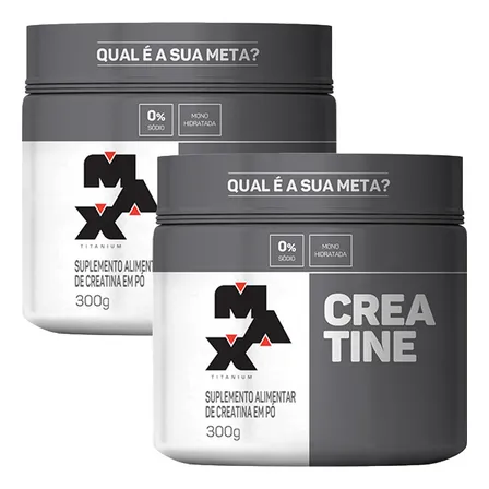 Kit 2x Creatina 300g Creatina Monohidratada Max Titanium Sem Sabor Alta Pureza